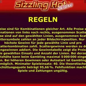 Novoline Sizzling Hot Deluxe Regeln