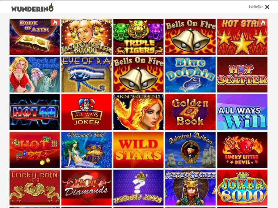 Wunderino Casino Spielautomaten