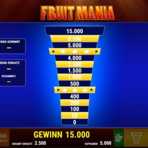 Fruit Mania Risiko